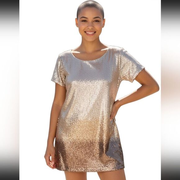 Free People Dresses & Skirts - Free People Gold Sequin Mini Dress